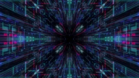 Abstract digital cyberspace motion background. Technology Tunnel, Digital Lines. 스톡 동영상 334022205