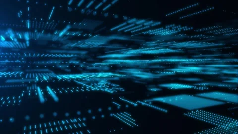 Abstract digital cyberspace with moving particles. Matrix technology decoder. Video stock 247552161