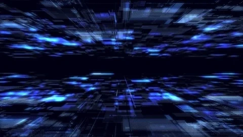 Abstract digital cyberspace with moving particles. Matrix technology decoder. Stock-Footage 318588674
