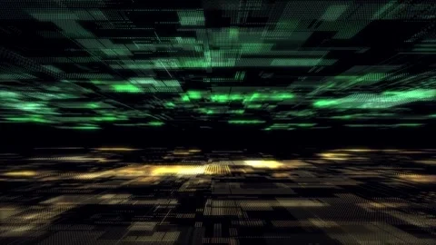 Abstract digital cyberspace with moving particles. Matrix technology decoder. Stock Footage 318588690