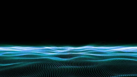 Abstract Digital Dark Blue Particles Wave Animation on A black Background 스톡 동영상 202799447