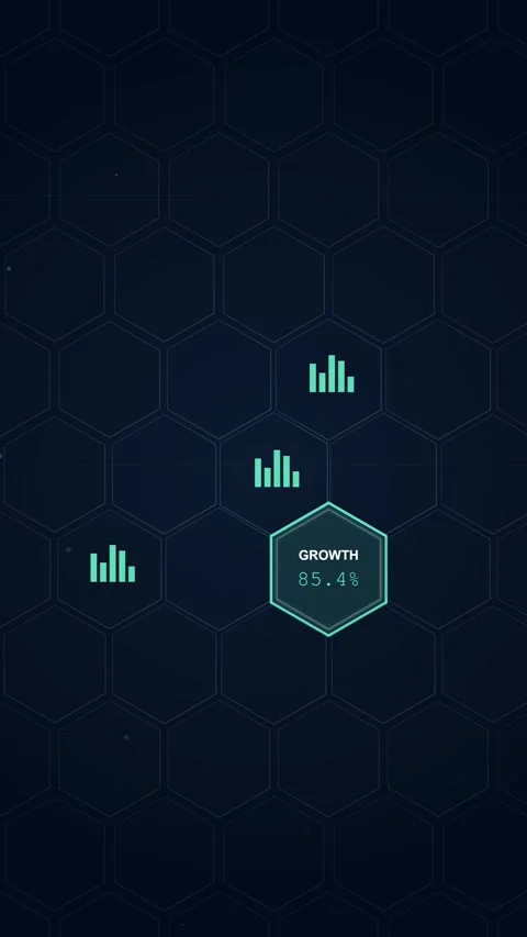 Abstract digital dashboard tracking business growth statistics on a futuris.. Stock Footage 344935069
