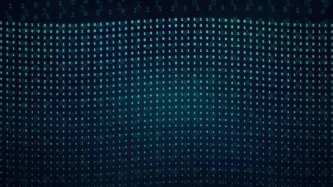 Abstract Digital Data Background with Glowing Blue Binary Code Grid and Fluid Stock Footage 339324254