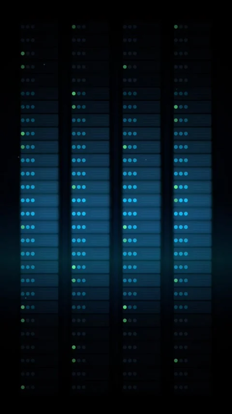 Abstract Digital Data Center Server Racks with Blinking Green Status Lights Stock Footage 346206464