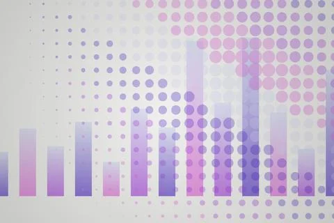 Abstract digital data chart with bars and dots in purple Stock Photos