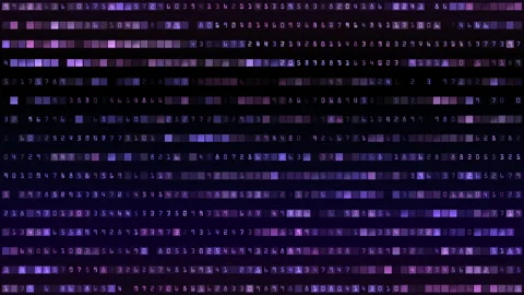 Abstract Digital Data Code Visual Purple Tones, Binary Stripes Stock Footage 321132286