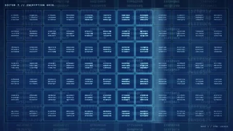 Abstract Digital Data Encryption Grid with Scrolling Binary Code and Futuristic Stock-Footage 343161813
