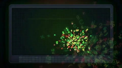 Abstract digital data explosion with floating numbers and characters on a dark Stock Footage 341833628