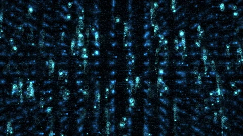Abstract Digital Data Falling Blue Light Particles Video stock 304611378