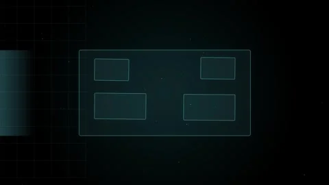 Abstract Digital Data Field with Floating Teal Translucent Panels and Scann.. Видео 345981567