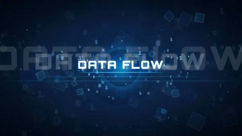 Abstract Digital Data Flow Animation with Binary Code and Glowing Blue Stock Footage 336775812