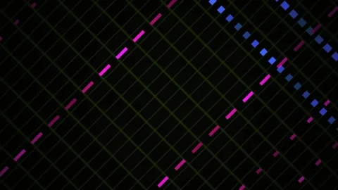 Abstract Digital Data Flow Animation with Glowing Neon Grid Lines and Pulsi.. Stock Footage 340492980