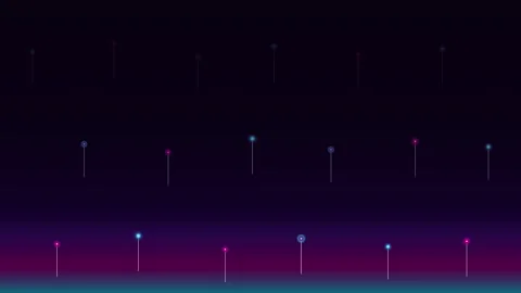 Abstract Digital Data Flow Animation, Glowing Particles Rising Upward Stock Footage 347089716