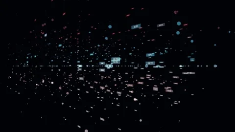 Abstract digital data flow background with floating energy wave fx Stock Footage 336677230