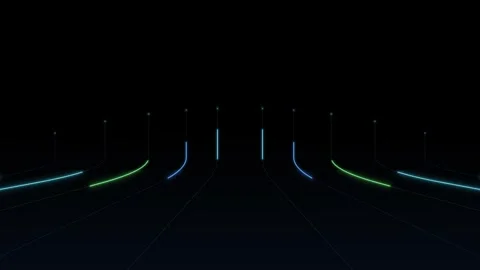 Abstract digital data flow background, with glowing neon, lines and pulse a.. Видео 344860664