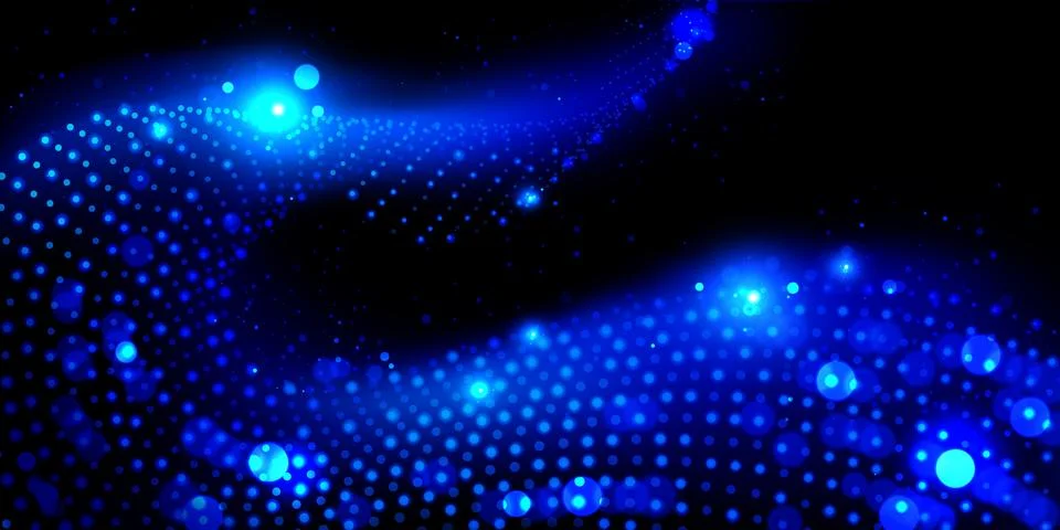 Abstract digital data flow banner with neon dots Stock Illustration