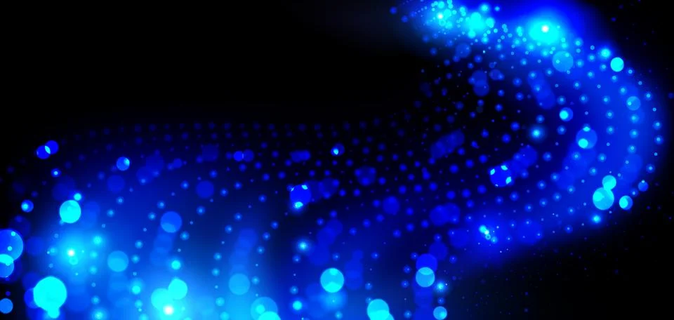 Abstract digital data flow banner with neon dots Stock Illustration