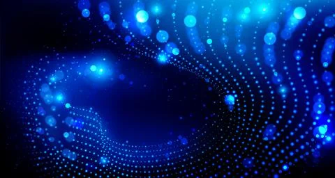 Abstract digital data flow banner with neon dots Stock Illustration