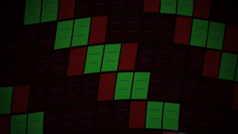 Abstract Digital Data Flow with Glowing Green Rectangles and Red Blocks. Stock Footage 340486748