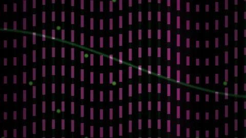 Abstract Digital Data Flow with Glowing Green Wave and Vertical Red Bars. Stock Footage 340493311