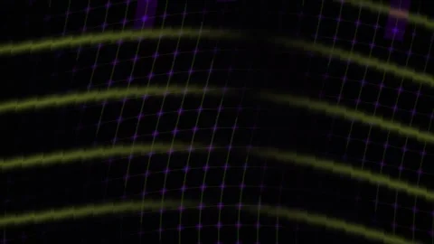 Abstract Digital Data Flow with Glowing Purple Rectangles and Yellow Wave L.. Stock Footage 340493480