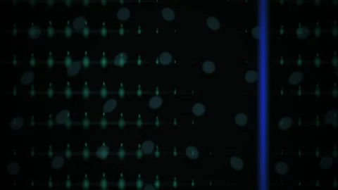 Abstract Digital Data Flow with Glowing Green Particles and Blue Scanning Lin Stock Footage 341779224