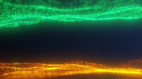 Abstract of digital data flow on green and yellow wave background Stock Footage 243005935