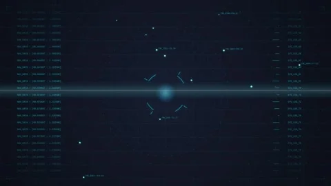 Abstract Digital Data Flow HUD Interface with Glowing Sphere and Binary Code Stock Footage 348794948