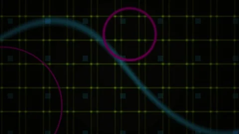 Abstract Digital Data Flow Visualization with Moving Waveform and Circular .. Stock Footage 341779252