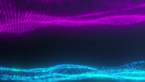 Abstract of digital data flows wave in pink and blue background Stock Footage 243006081