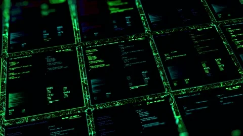 Abstract digital data with green matrix effect, seamless loop. Animation. Mosaic Stock Footage 149480307