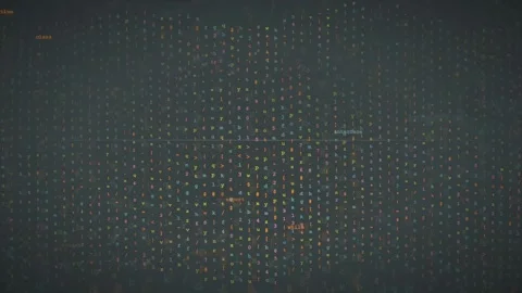 Abstract Digital Data Grid with Floating Code Particles and Glowing Network Stock Footage 339955295