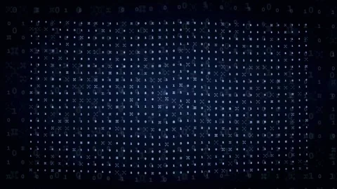 Abstract Digital Data Grid with Glowing Blue Particles and Binary Code Stock Footage 339321867