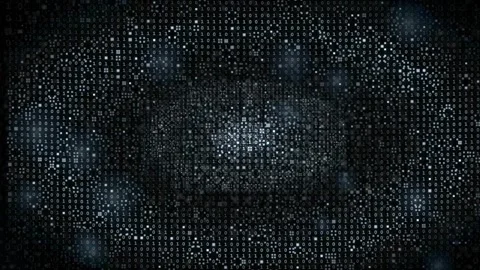 Abstract Digital Data Grid with Glowing Particles and Pulsating Light Effects Stockbeeldmateriaal 339322437