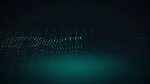 Abstract Digital Data Grid with Glowing Teal Light and Floating Particles on Stock Footage 339324074