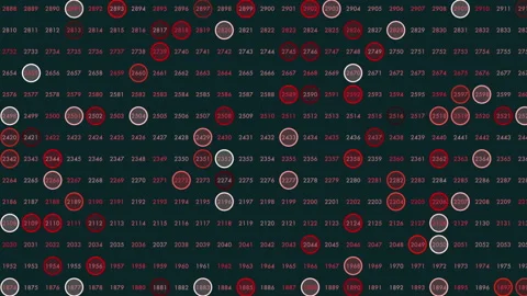 Abstract digital data grid with highlighted numbers and circles, tech background Stock Footage 333188671