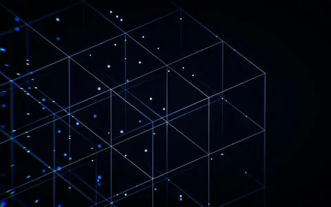 Abstract digital data grid lines background, 3d rendering. Stockillustratie