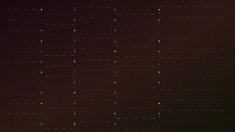 Abstract digital data grid with moving dots and colorful dashed lines on a .. Stock Footage 340471068