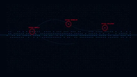 Abstract Digital Data Grid with Red Target Markers Stock Footage 340879699
