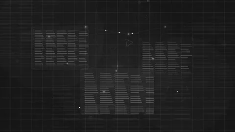 Abstract Digital Data Interface with Scrolling Code and HUD Elements on Dark Stock Footage 339317398