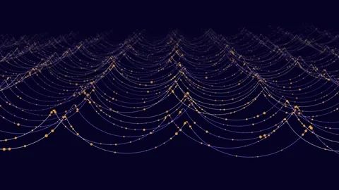 Abstract digital data lines in form waves stream quantum computing in dark .. Stock Footage 327568632