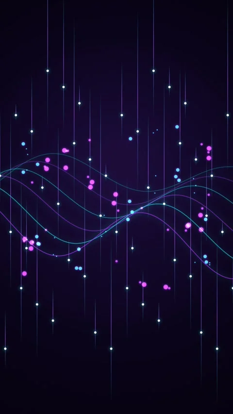 Abstract digital data lines loop backdrop with glowing neon particle elements Stock Footage 346779725