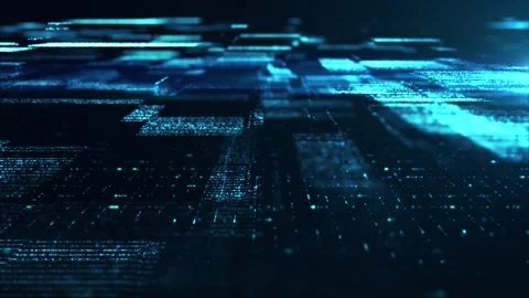 Abstract digital data matrix grid with flowing blue and green particles cre.. Stock Footage 337817484