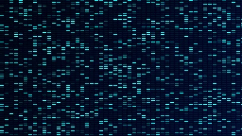 Abstract digital data matrix streaming in glowing blue pixels Stock Footage 346234410