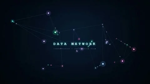 Abstract digital data network animation with glowing connected nodes and Stock Footage 346202562