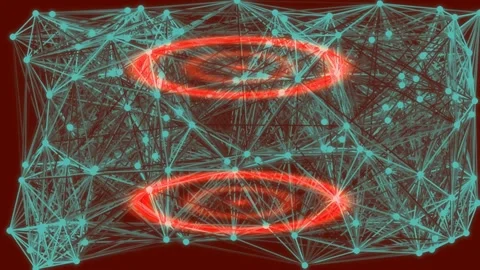 Abstract digital data network connecting nodes and glowing blue lines techn.. Stock Footage 333438241