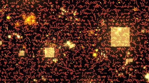 Abstract Digital Data Network Exploding Glowing Pixel Squares Stock Footage 334716434