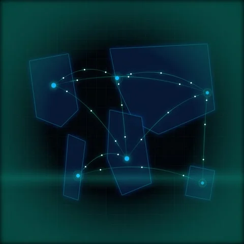 Abstract Digital Data Network Flow Visualization Connecting Technology Nodes Stock Footage 344776818