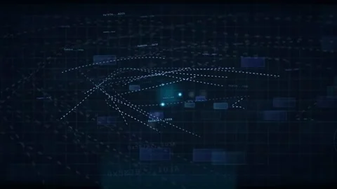 Abstract Digital Data Network with Glowing Connection Points and Floating Stock Footage 339316235