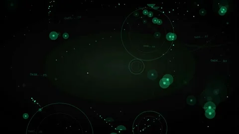 Abstract Digital Data Network with Glowing Green Circles and Floating Particles Stock Footage 339318191